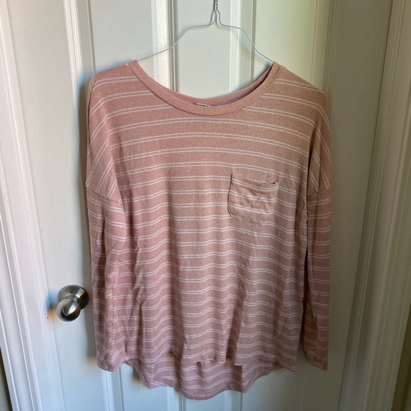 a new day Sweaters - A New Day Pink Striped Longsleeve Top
